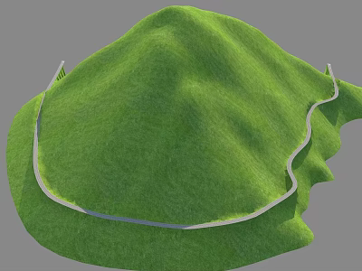 Green Hill With Lush Grass And Winding Path Around Its Slopes 3d model