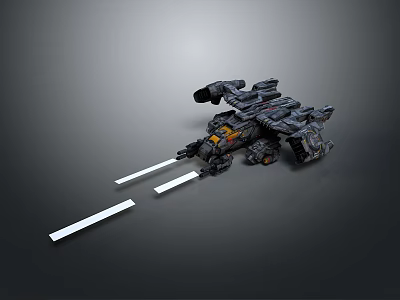 Futuristic Sci-Fi Armored Mechanical Vehicle With Heavy Cannon And Detailed Metal Structure 3d model