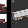 Red Utility Container Truck With Multiple Wheels For Cargo Transportation
