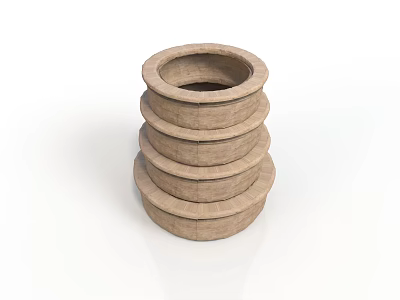 Layered Wooden Sculpture Carving With Stacked Circular Rings Design Details 3d model