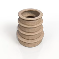 Layered Wooden Sculpture Carving With Stacked Circular Rings Design Details