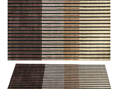 Modern Square Rug With Striped Patterns In Brown Beige And Black Tones 3d model
