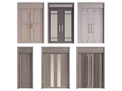 New Chinese Style Door Double Door 3d model