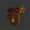Steampunk Weapon Helmet Brown Red Leather Design With Metal Straps