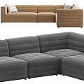 Comfortable Sectional Sofa With Velvet Upholstery Modular Design And Decorative Pillows 3d model