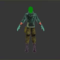 3D Character In Tactical Outfit With Black Orange Top Camouflage Pants And Boots