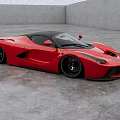 Red Sports Car With Streamlined Design And Black Wheels In Modern Indoor Gray Space