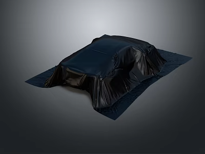 Car With Black Cover On Gray Background Showing Smooth Fabric Material 3d model