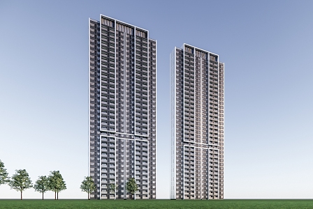 Modern Residential Building Simple High-rise Residential Building 3d model