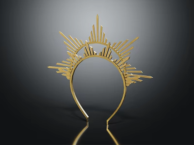 Golden Headband Fashion Accessory With Radiant Decorative Design For Elegant Look 3d model