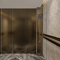 Modern Elevator Interior With Metal Door Floor Number Button Panel And Stone Wall 3d model