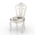 Ornate Dining Chair With Carved Backrest White Frame And Upholstered Patterned Seat