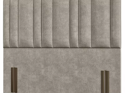 Modern Gray Upholstered Headboard Design With Vertical Stitching And Metallic Accents 3d model