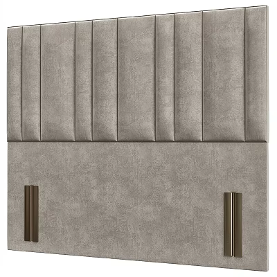 Modern Gray Upholstered Headboard Design With Vertical Stitching And Metallic Accents 3d model