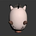 3D Cartoon Pig Character With Angry Expression Pink Body And Brown Ears