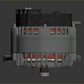 Industrial Electric Motor With Red Coils Gray Housing And Metal Shaft