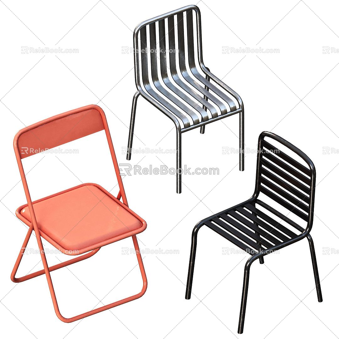 Metal Chair Folding Chair Dining Chair Outdoor Chair 3d model