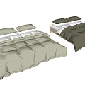 Minimalist Double Bed with Wooden Frame Light Green Linen Bedding and Pillows