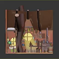 Whimsical Cottage Interior Design With Tree Trunk Ladder Dining Table Bookshelf Stove And Hanging Plants