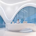 Modern reception desk Special-shaped curved surface shape Front desk Reception desk 3d model