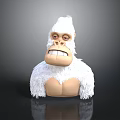 White Gorilla Model With Fluffy Fur And Grinning Facial Features