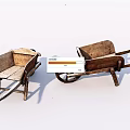 Vintage Wooden Wheelbarrows With Classic Design And Rustic Wooden Wheels