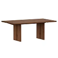 Solid Wood Dining Table With Rectangular Top And Sturdy Wooden Legs 3d model