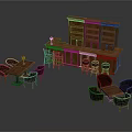 Wooden Furniture Collection With Bar Counter Stools Dining Table Chairs Armchairs And Coffee Table