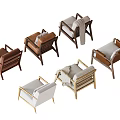 Modern Minimalist Single Sofa Designer Collection Featuring Leather Fabric Pillow Blanket in Brown White