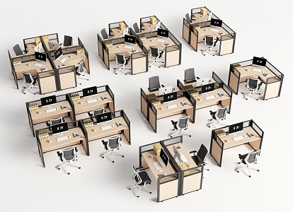 Modern Office Desk and Chair Office Desk and Chair Combination Staff Desk Multi-person Desk Office Supplies 3d model