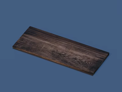 Solid Dark Wooden Plank With Natural Wood Grain On Blue Background 3d model