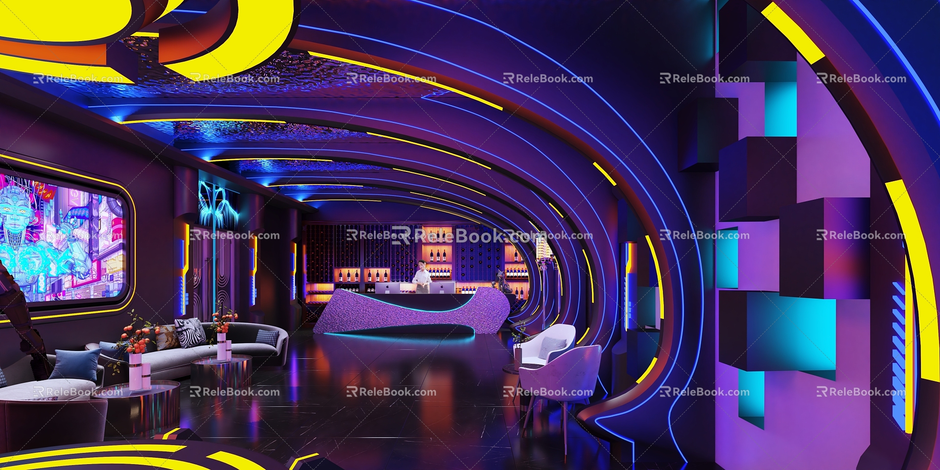 Science Fiction KTV KTV Hall Front Desk Science and Technology KTV Bar KTV KTV Party KTV 3d model