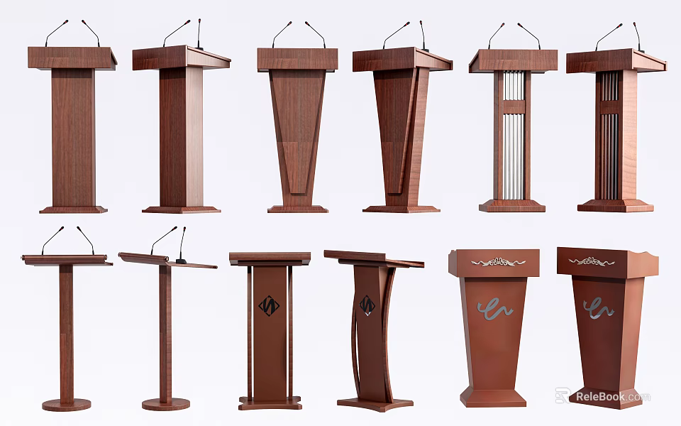 Various Modern Wooden Functional Desk Designs With Different Shapes And Styles 3d model 