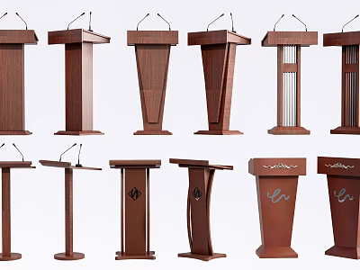 Various Modern Wooden Functional Desk Designs With Different Shapes And Styles 3d model