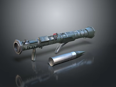 Tactical Rocket Launcher With Metal Construction And Ammunition 3d model