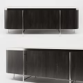 Modern Dark Wood TV Stand With Sleek Cabinet Doors And Metal Legs