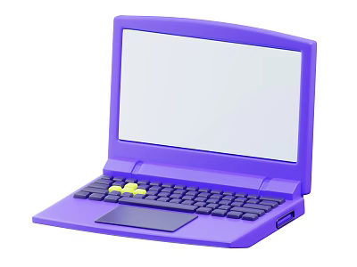 Modern Purple Laptop With White Screen Yellow Keys And Stylish Design 3d model