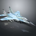 Modern Military Fighter Jet with Camouflage Paint and Red Star Markings