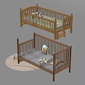 Wooden Children's Bed Designs With Ladder Decorative Elements And Soft Mattress
