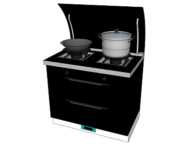 Modern Kitchen Appliance With Stovetop Two Pots And Storage Drawers 3d model