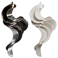 Modern Abstract Wall Decor with Spiral Metal and White Curved Pieces for Contemporary Interior Design
