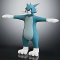 Blue Cartoon Cat Animated Character Standing With Outstretched Arms And White Paws