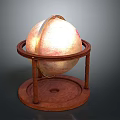 Vintage Globe Display On Wooden Stand With Supporting Frame And Base