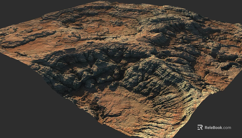Garden Landscape Featuring Natural Rock Terrain With Textured Layered Surface 3d model 