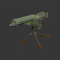 Green Military Weapon With Tripod Stand And Metal Structure Design