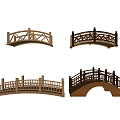 Decorative Wooden Bridge 3D Models With Various Design And Railing Styles 3d model