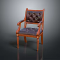 Classic Accent Chair With Tufted Leather Upholstery And Wooden Frame Armrest Design