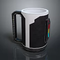Modern Black and White Mug Featuring Unique Handle Textured Surface And Colorful Details