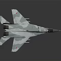 Modern Military Fighter Jet with Camouflage Paint and Red Star Markings