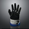Fashionable Black and White Glove with DAAC Branding Blue Trim and Stitching Details